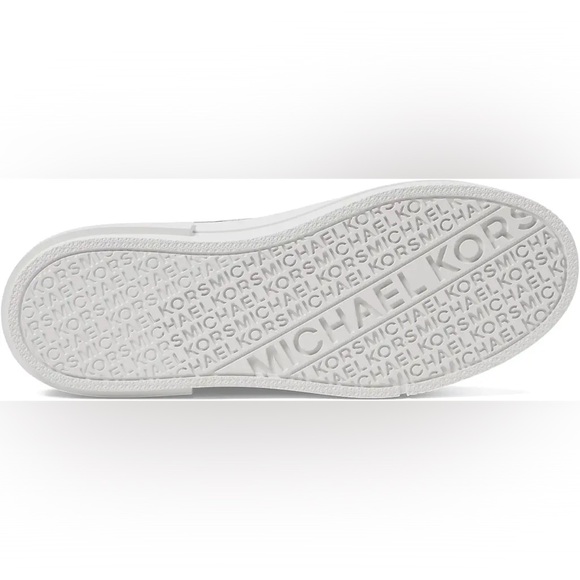 NEW Michael Kors Evy Empire Logo Jacquard High-Top Sneaker Blck/Optic White Sz 8 - Picture 4 of 13